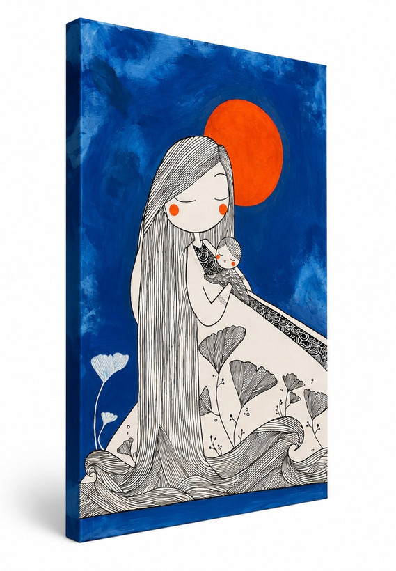 تابلو مادر و بچه روی بوم سایز ۵۰*۷۰